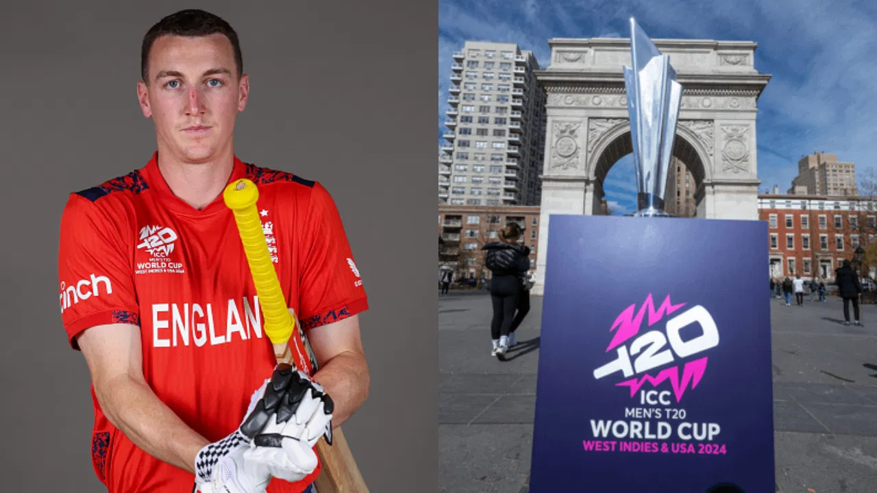 Harry Brook and T20 World Cup Trophy