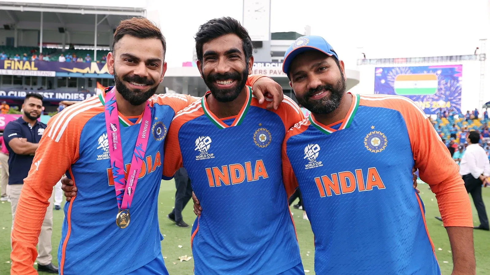 Virat Kohli, Jasprit Bumrah and Rohit Sharma