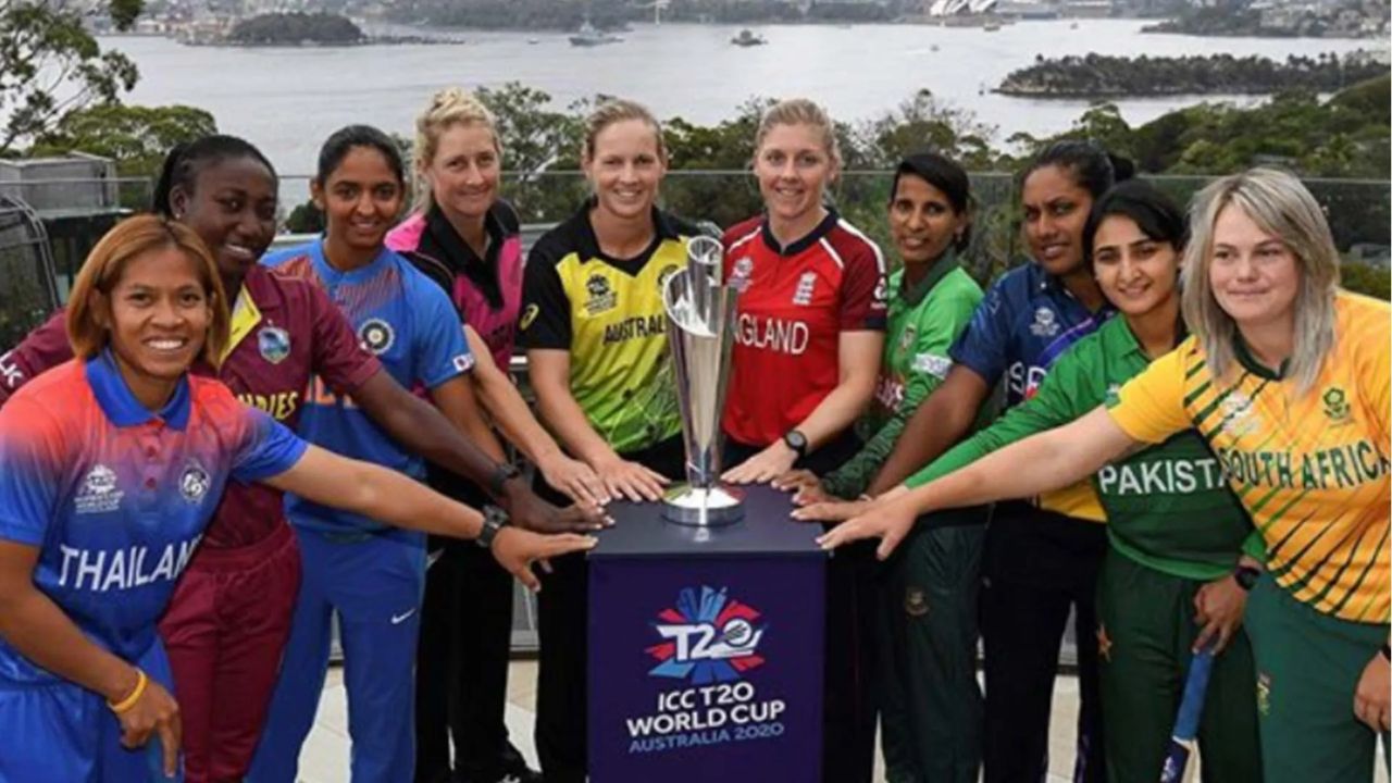 Captains with ICC Women's T20 World Cup Trophy