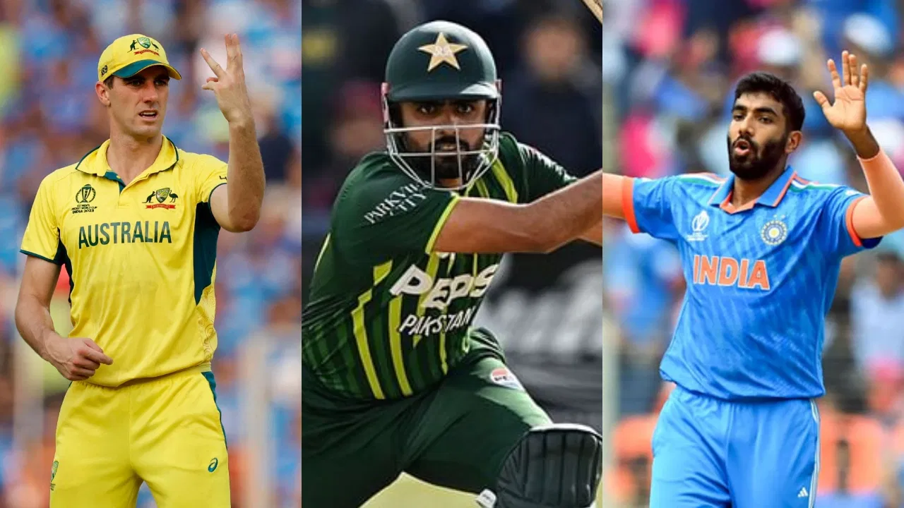 Pat Cummins, Babar Azam and Jasprit Bumrah