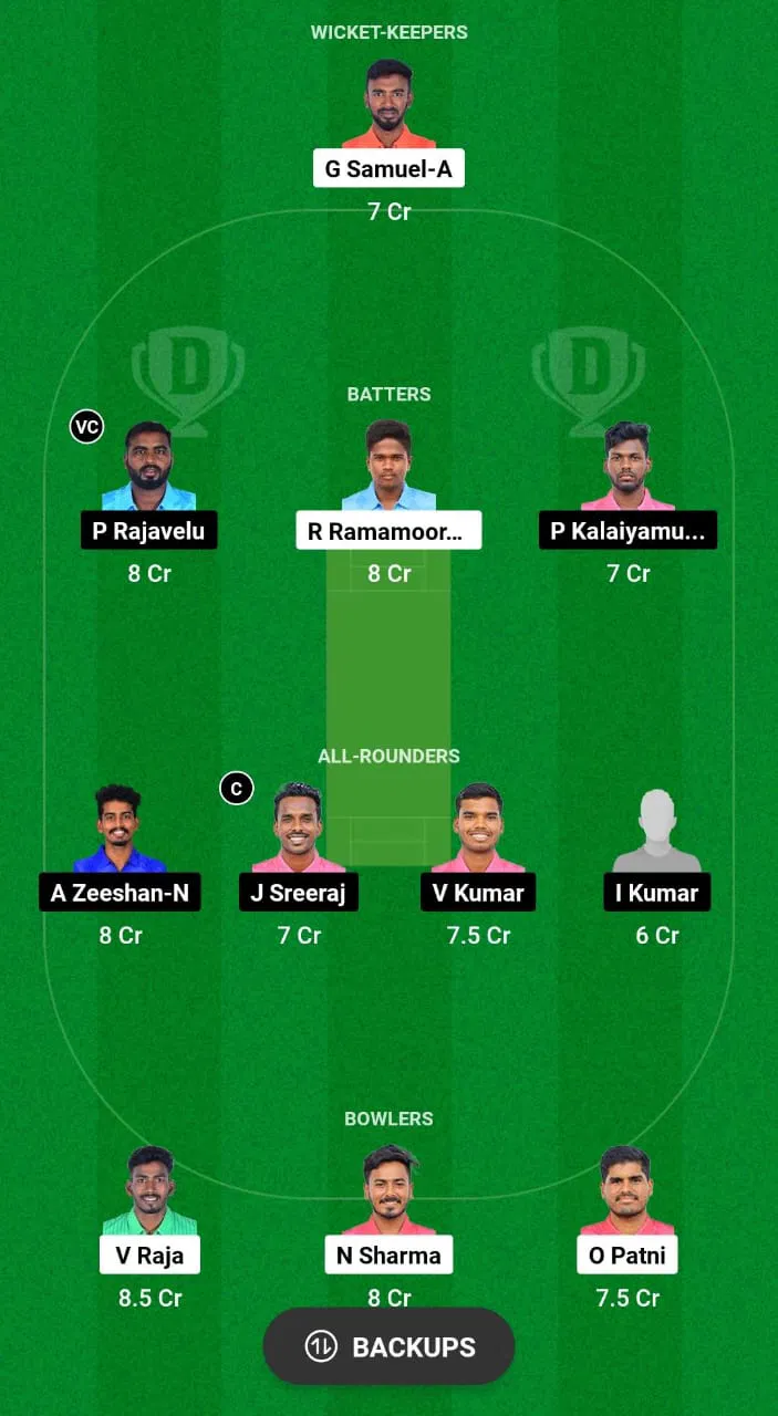 SMA vs KGS Dream11 Prediction Fantasy Cricket Tips Dream11 Team Pondicherry T10 Men 2024 