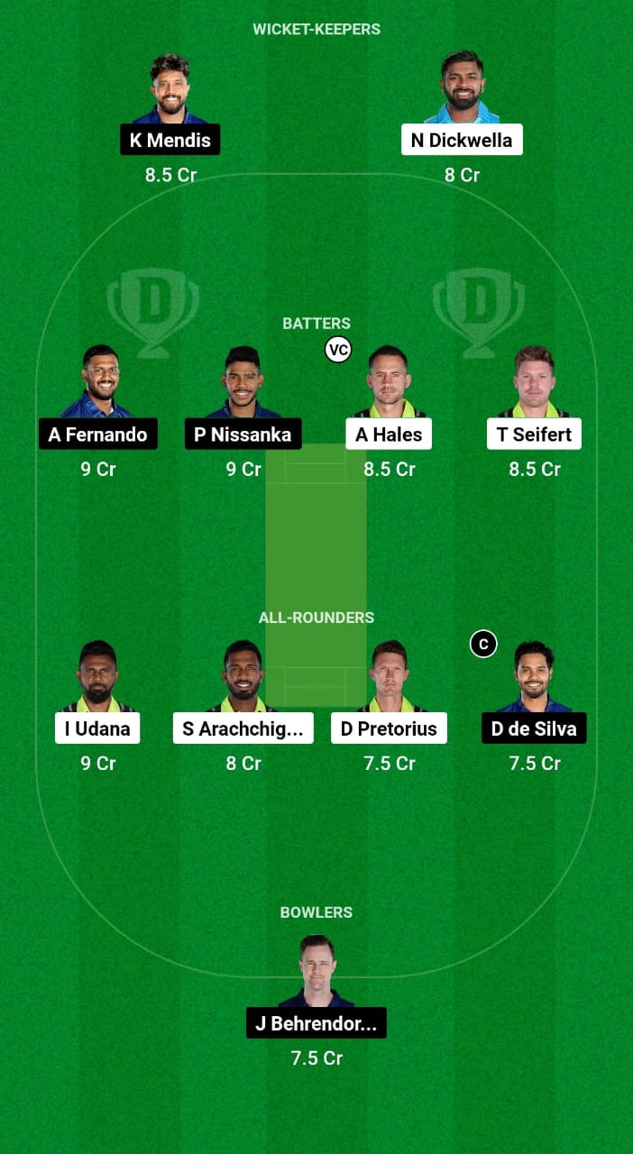 GM vs JK Dream11 Prediction Fantasy Cricket Tips Dream11 Team Lanka Premier League T20 2024 