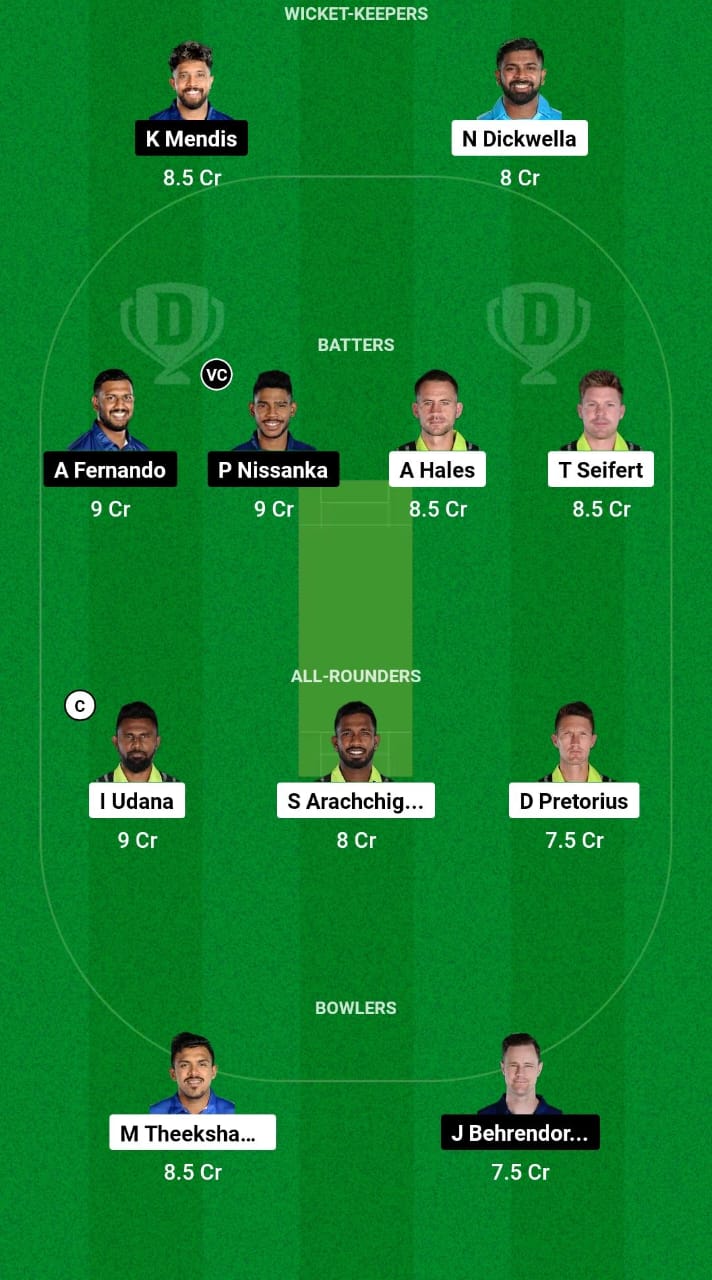 GM vs JK Dream11 Prediction Fantasy Cricket Tips Dream11 Team Lanka Premier League T20 2024 