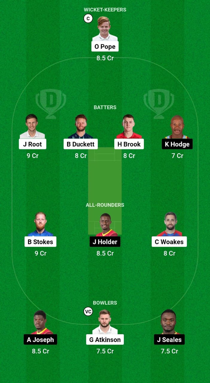 ENG vs WI Dream11 Prediction Fantasy Cricket Tips Dream11 Team West Indies Tour of England 2024 