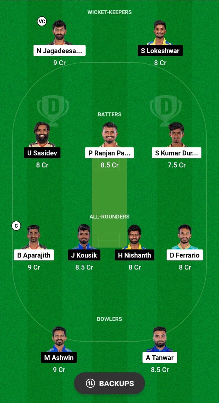 CSG vs SMP Dream11 Prediction Fantasy Cricket Tips Dream11 Team TNPL T20 2024
