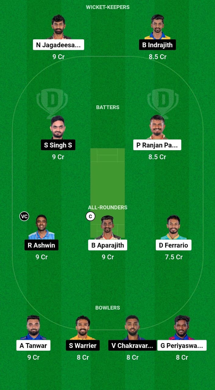 CSG vs DD Dream11 Prediction Fantasy Cricket Tips Dream11 Team TNPL T20 2024 