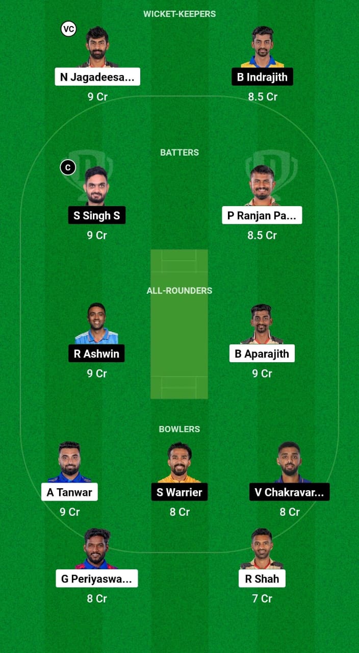 CSG vs DD Dream11 Prediction Fantasy Cricket Tips Dream11 Team TNPL T20 2024 