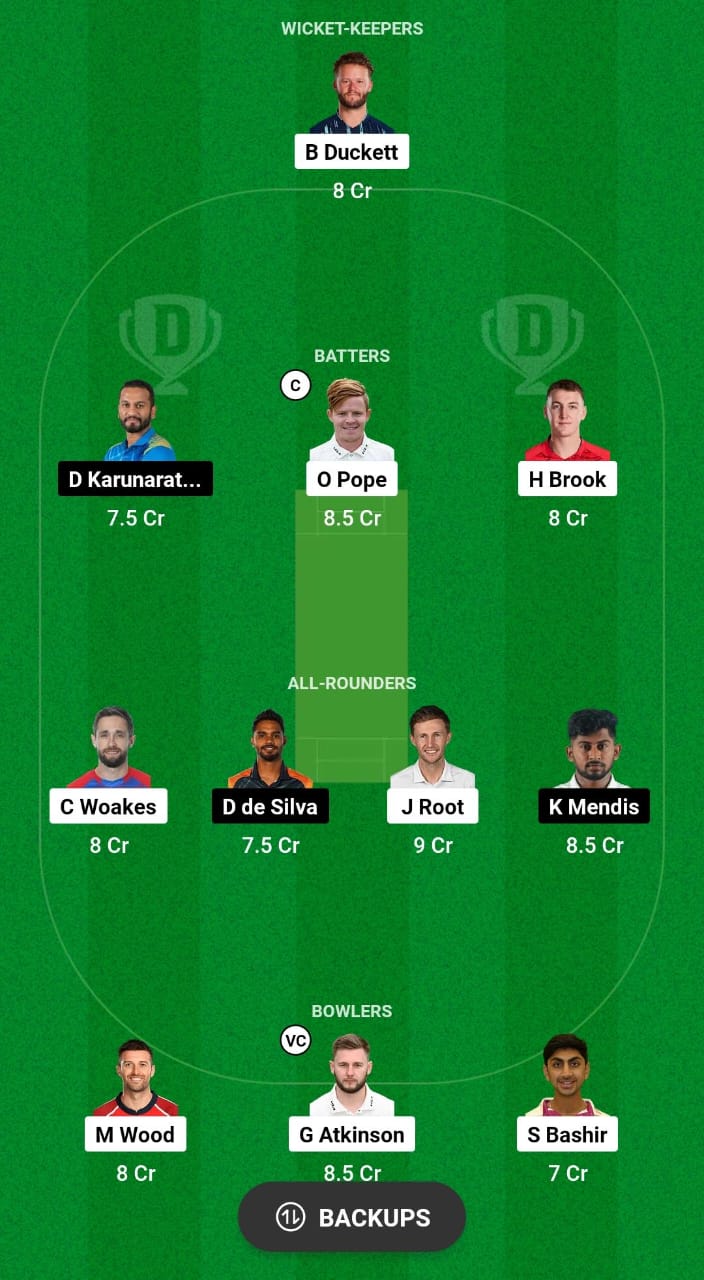 ENG vs SL Dream11 Prediction Fantasy Cricket Tips Dream11 Team Sri Lanka Tour of England 2024 