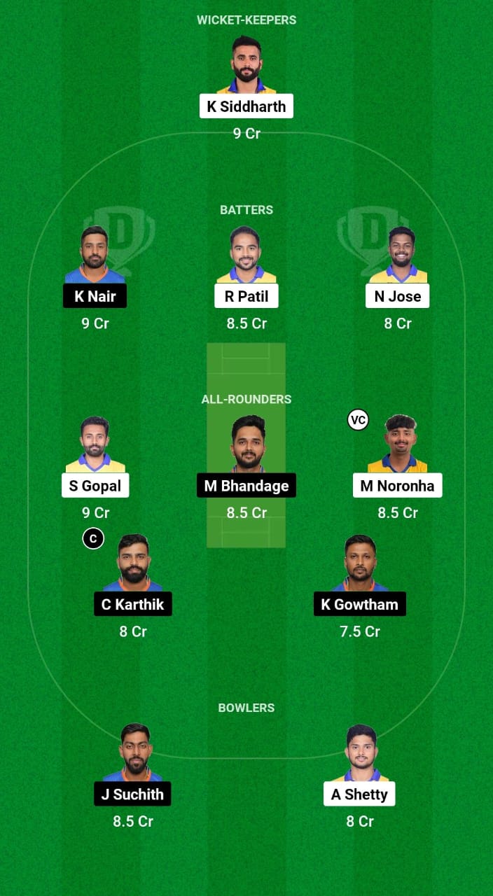 MD vs MW Dream11 Prediction Fantasy Cricket Tips Dream11 Team KSCA Maharaja T20 Trophy 2024 