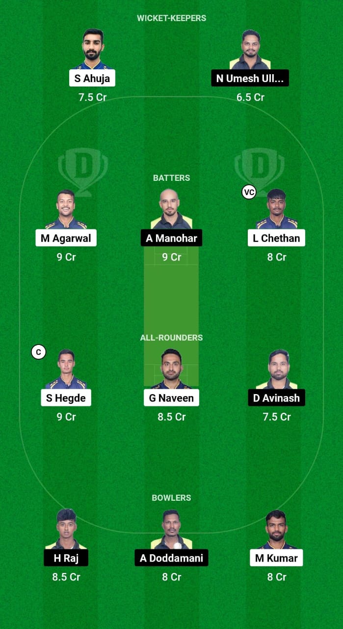 BB vs SL Dream11 Prediction Fantasy Cricket Tips Dream11 Team KSCA Maharaja T20 Trophy 2024 