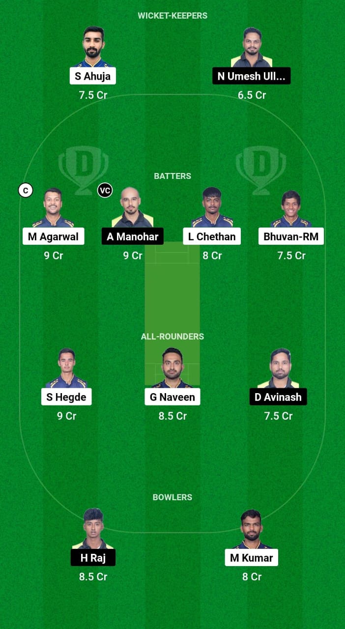 BB vs SL Dream11 Prediction Fantasy Cricket Tips Dream11 Team KSCA Maharaja T20 Trophy 2024 