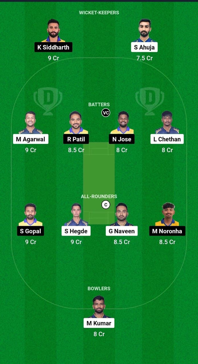 BB vs MD Dream11 Prediction Fantasy Cricket Tips Dream11 Team KSCA Maharaja T20 Trophy 2024 