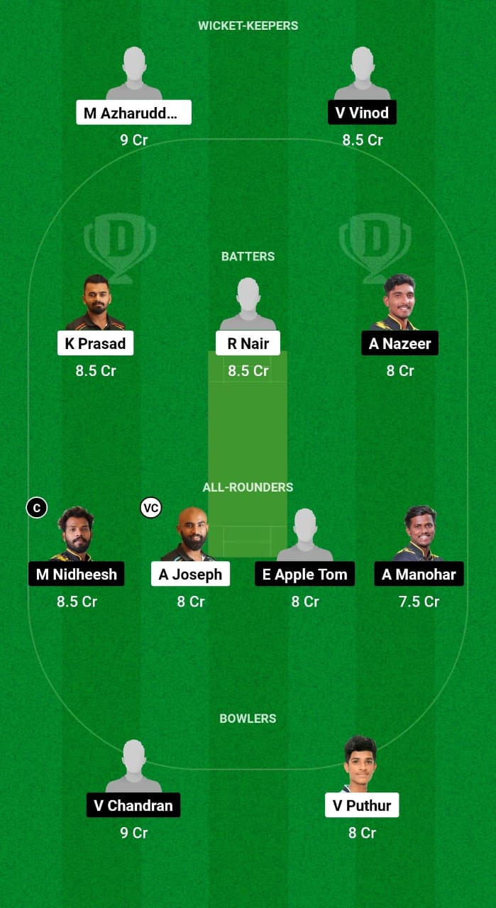 AP vs TT Dream11 Prediction Fantasy Cricket Tips Dream11 Team Kerala T20 Trophy 2024 