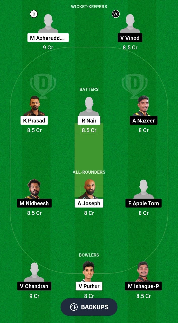 AP vs TT Dream11 Prediction Fantasy Cricket Tips Dream11 Team Kerala T20 Trophy 2024 