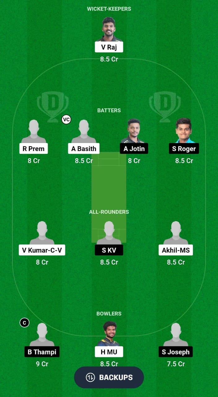 TR vs KBT Dream11 Prediction Fantasy Cricket Tips Dream11 Team Kerala T20 Trophy 2024 