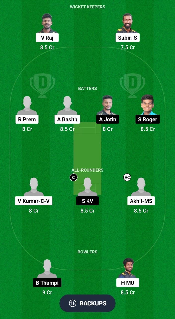 TR vs KBT Dream11 Prediction Fantasy Cricket Tips Dream11 Team Kerala T20 Trophy 2024 