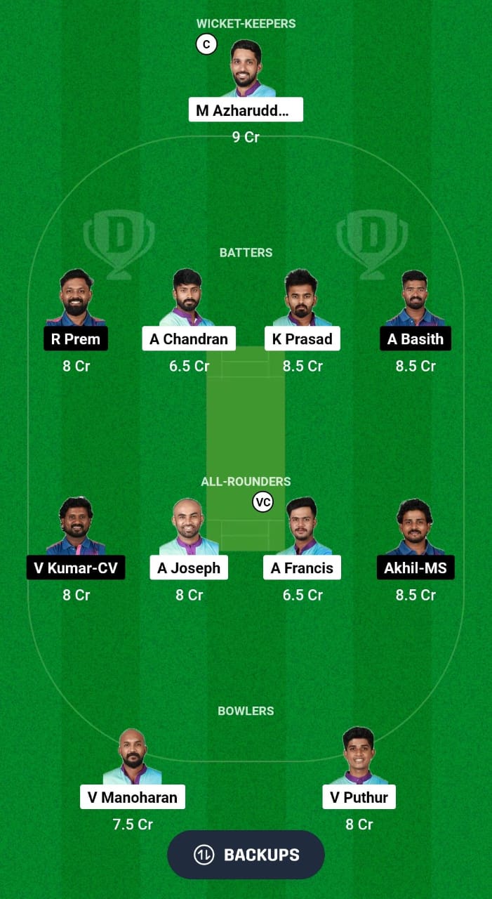 AP vs TR Dream11 Prediction Fantasy Cricket Tips Dream11 Team Kerala T20 League 2024 