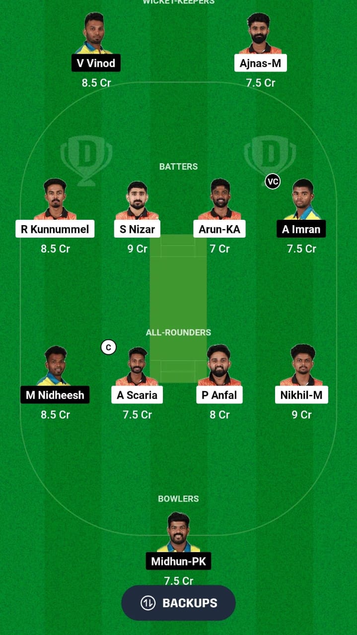 CG vs TT Dream11 Prediction Fantasy Cricket Tips Dream11 Team Kerala T20 Trophy 2024 