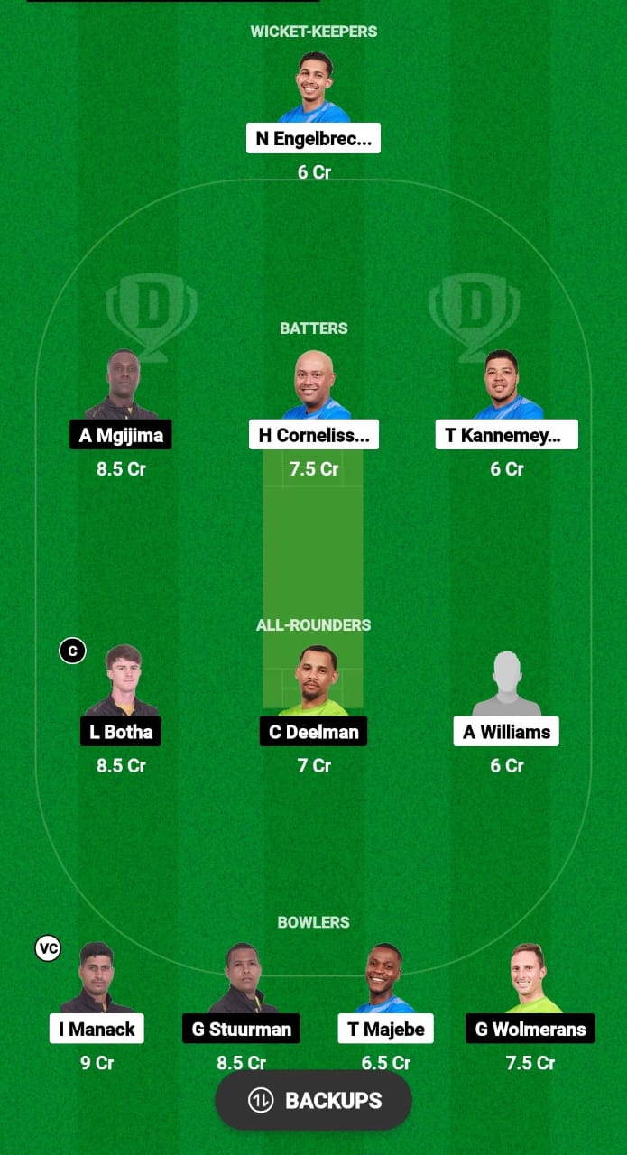 WCB vs OBI Dream11 Prediction Fantasy Cricket Tips Dream11 Team South Africa Boland T10 League 2024 