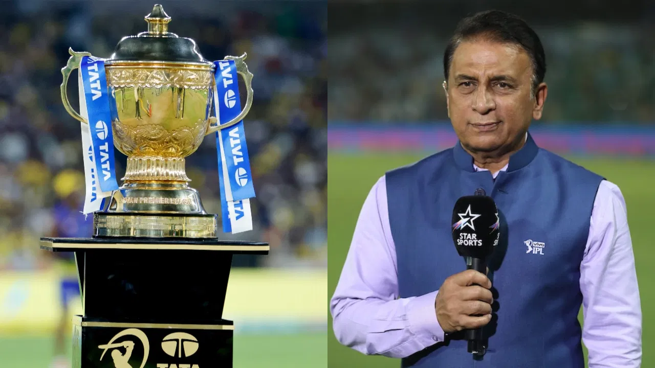 IPL Trophy and Sunil Gavaskar