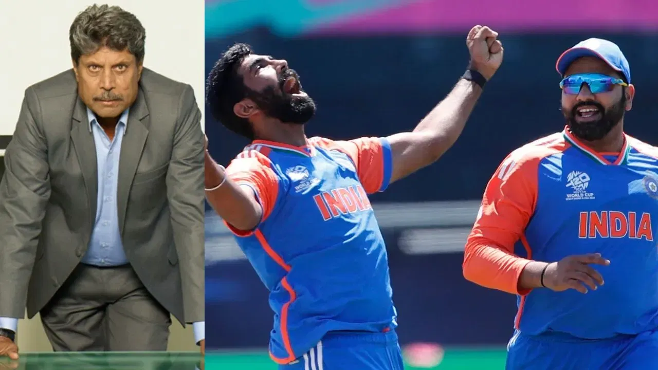 Kapil Dev, Jasprit Bumrah and Rohit Sharma.