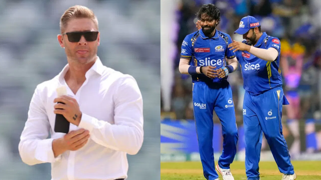 Michael Clarke, Hardik Pandya and Rohit Sharma