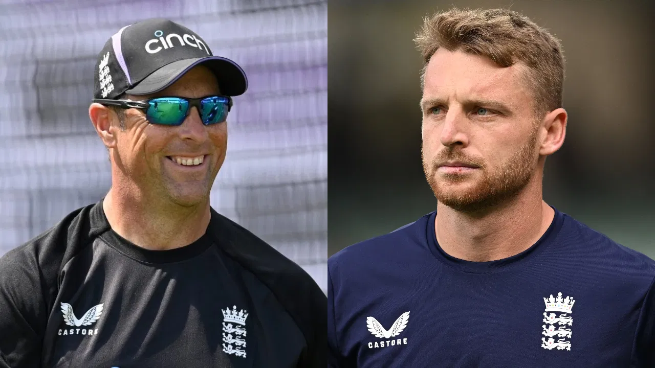 Marcus Trescothick and Jos Buttler of England