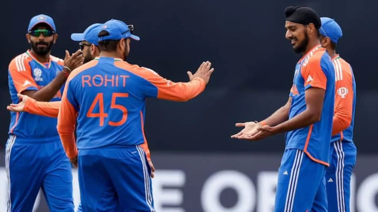 Arshdeep Singh, Rohit Sharma and Jasprit Bumrah