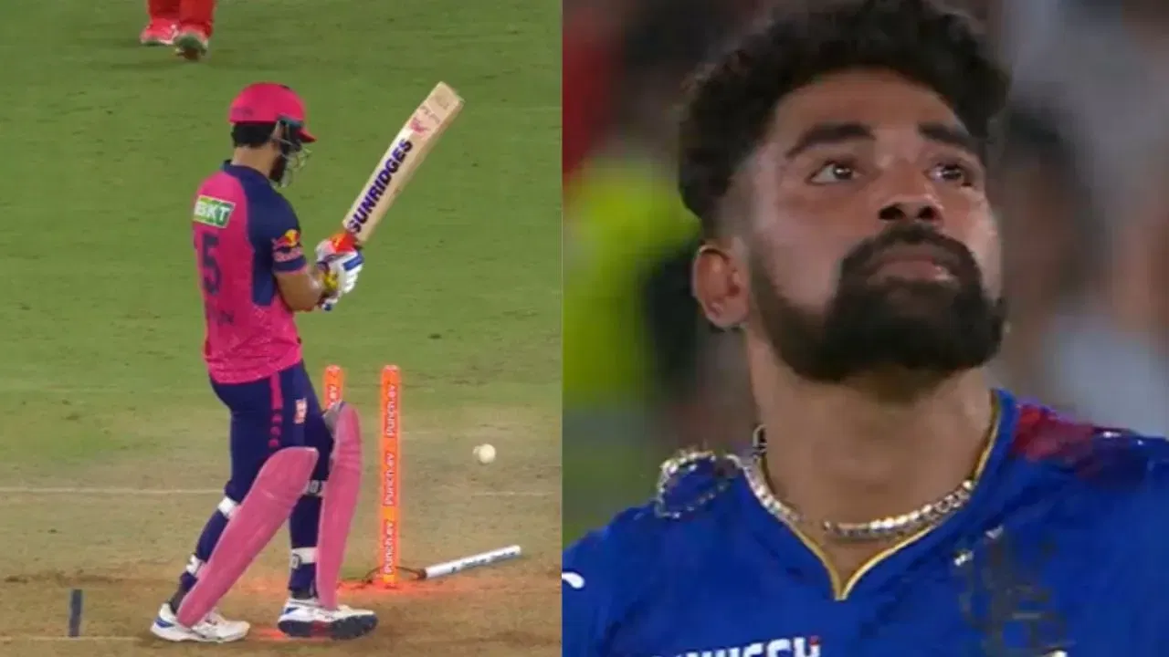 Watch: Mohammed Siraj castles Riyan Parag as latter tries to play a big shot