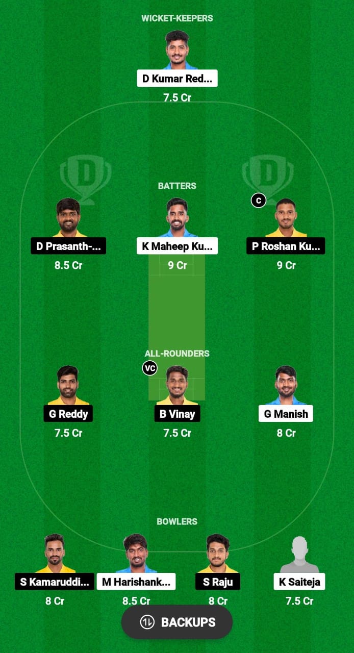 BZW vs RYLS Dream11 Prediction Fantasy Cricket Tips Dream11 Team Andhra T20 Premier League 