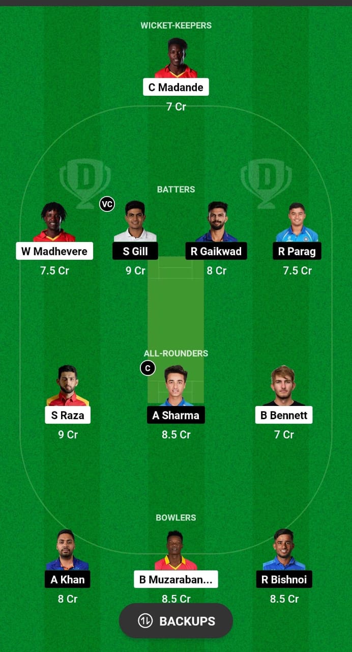 IND vs ZIM Dream11 Prediction Fantasy Cricket Tips Dream11 Team India Tour of Zimbabwe