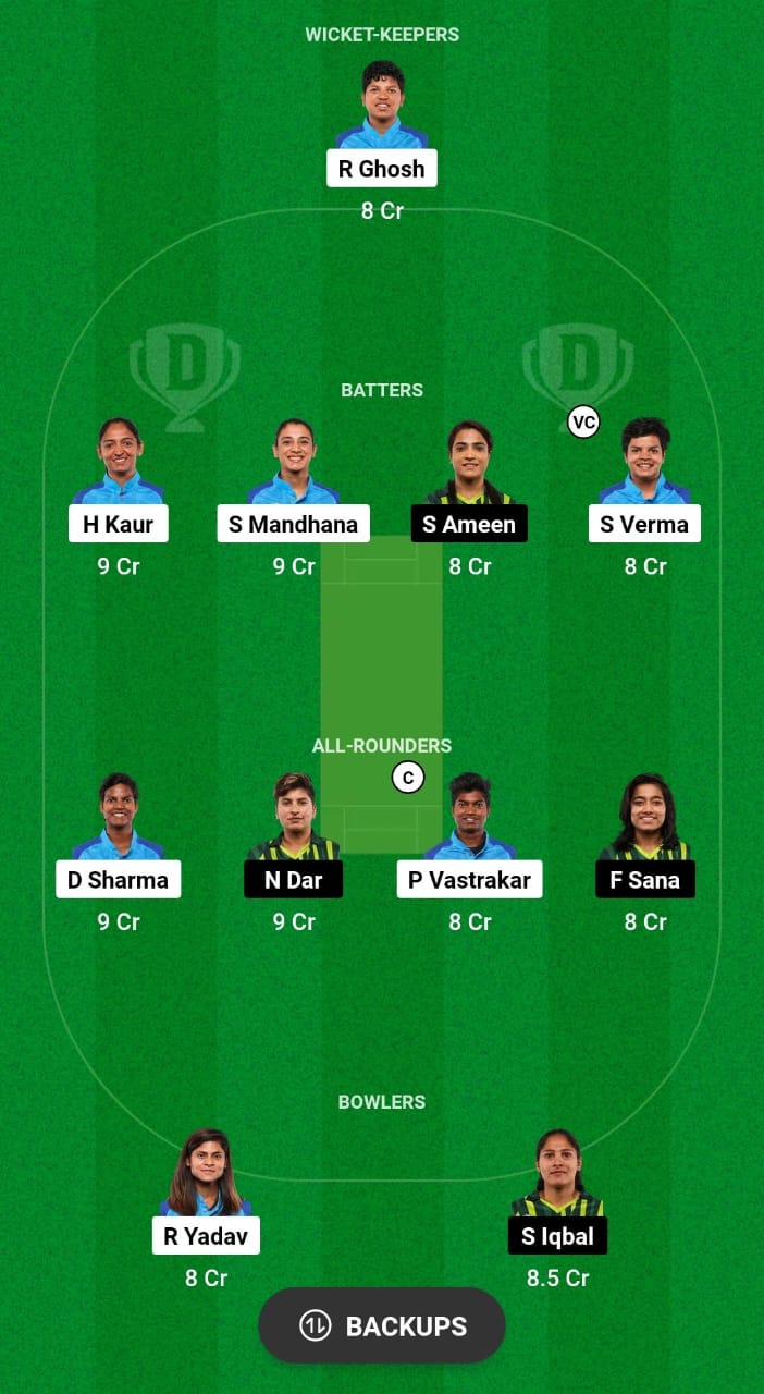 IN-W vs PK-W Dream11 Prediction Fantasy Cricket Tips Dream11 Team Women's T20 Asia Trophy