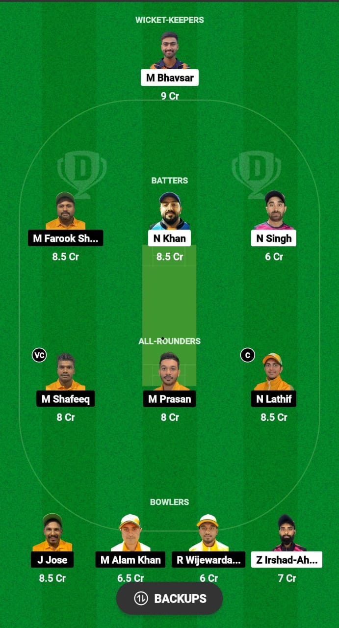 ARS vs NCMI Dream11 Prediction Fantasy Cricket Tips Dream11 Team Kuwait T10 Elite Cup 