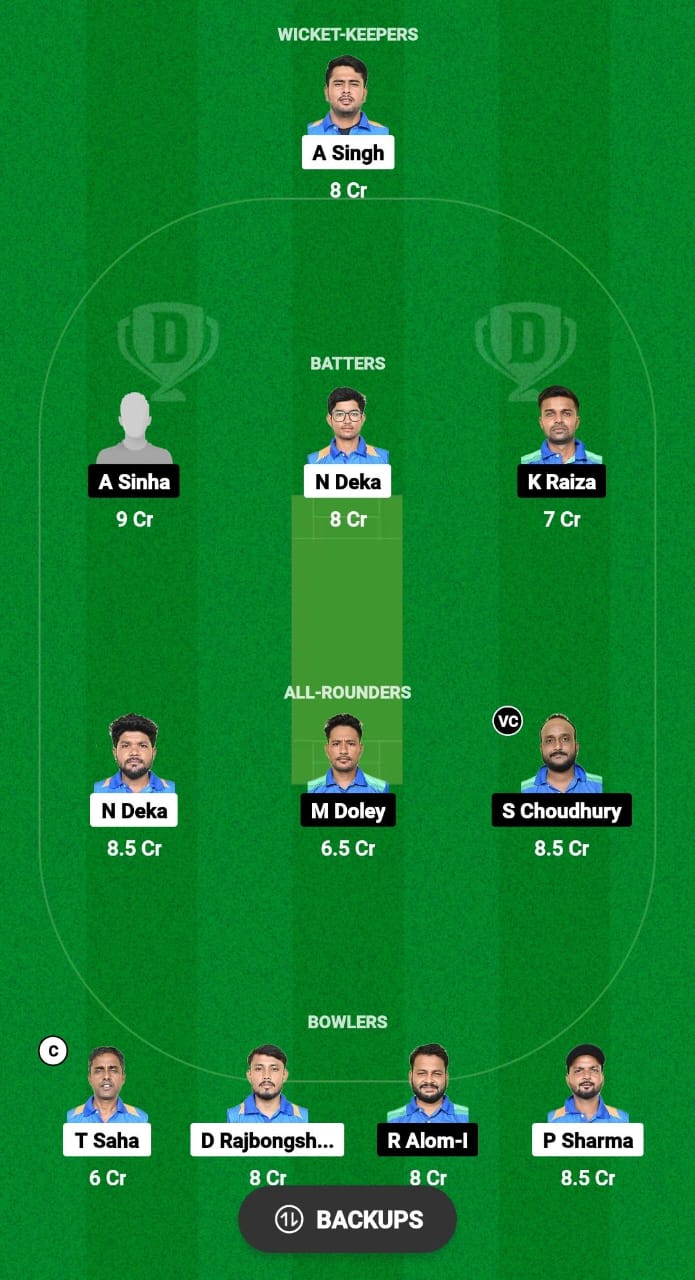 BCC vs SGC Dream11 Prediction Fantasy Cricket Tips Dream11 Team Assam Men's T20 Trophy