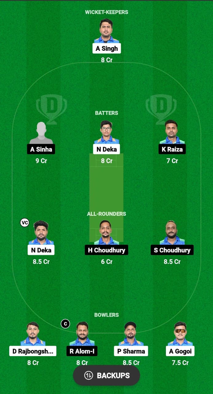 BCC vs SGC Dream11 Prediction Fantasy Cricket Tips Dream11 Team Assam Men's T20 Trophy