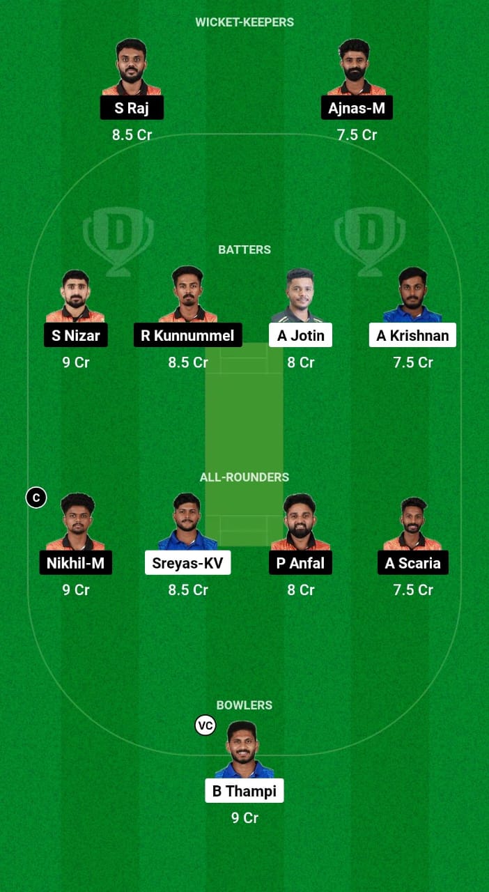 KBT vs CG Dream11 Prediction Fantasy Cricket Tips Dream11 Team Kerala T20 Trophy