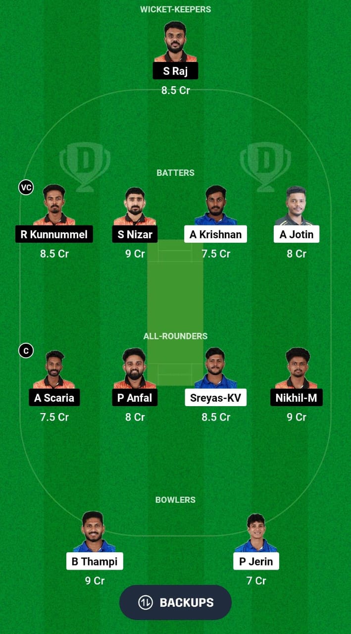 KBT vs CG Dream11 Prediction Fantasy Cricket Tips Dream11 Team Kerala T20 Trophy