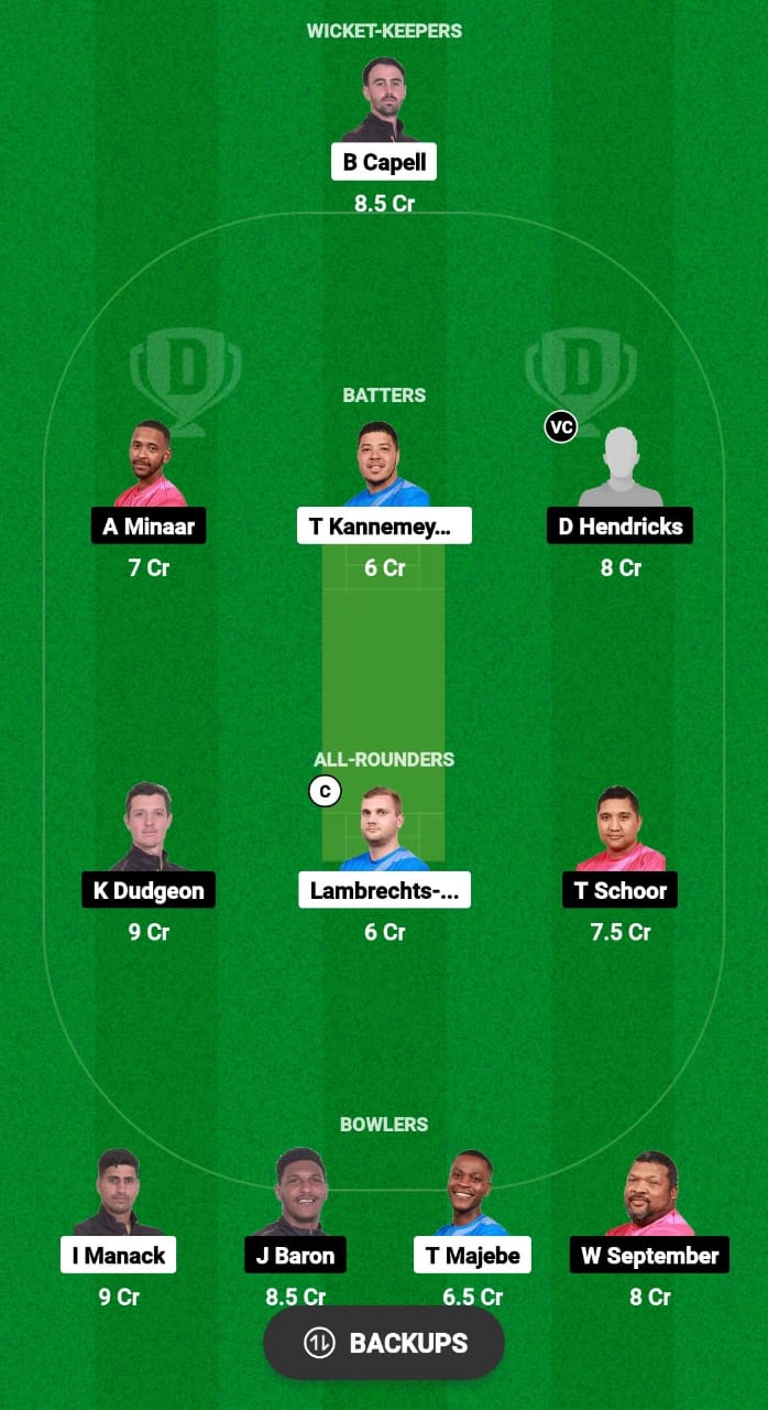 WCB vs PR Dream11 Prediction Fantasy Cricket Tips Dream11 Team South Africa Boland T10 League