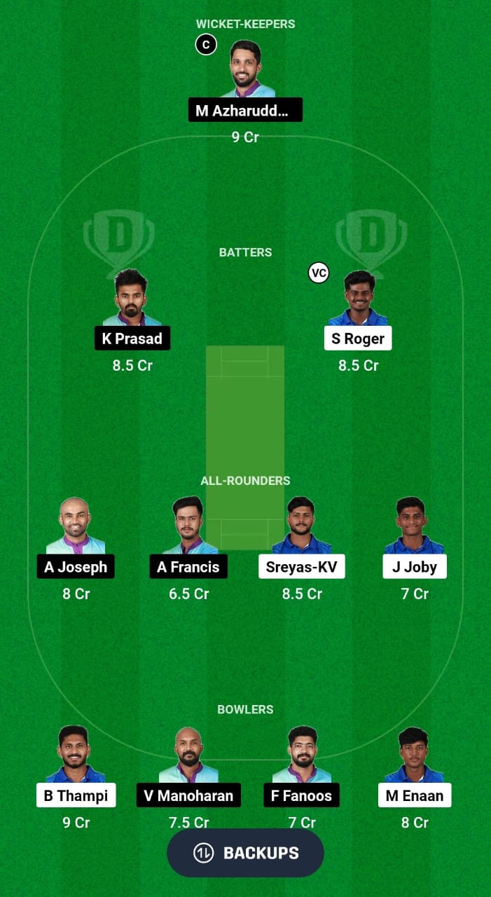 KBT vs AP Dream11 Prediction Fantasy Cricket Tips Dream11 Team Kerala T20 Trophy