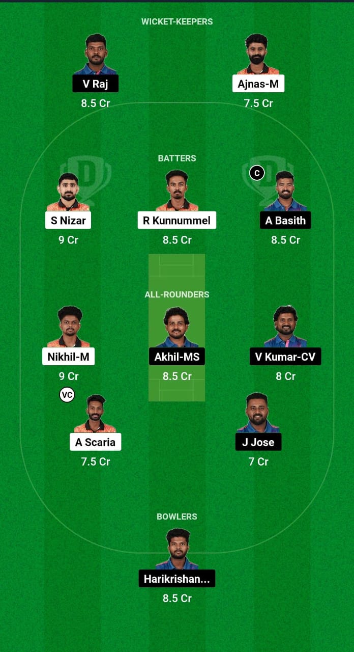 CG vs TR Dream11 Prediction Fantasy Cricket Tips Dream11 Team Kerala T20 Trophy 