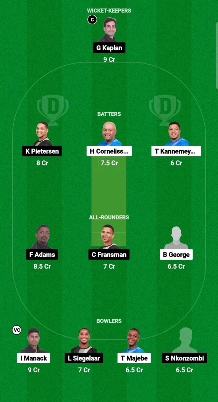 WCB vs NTR Dream11 Prediction Fantasy Cricket Tips Dream11 Team South Africa Boland T10 League