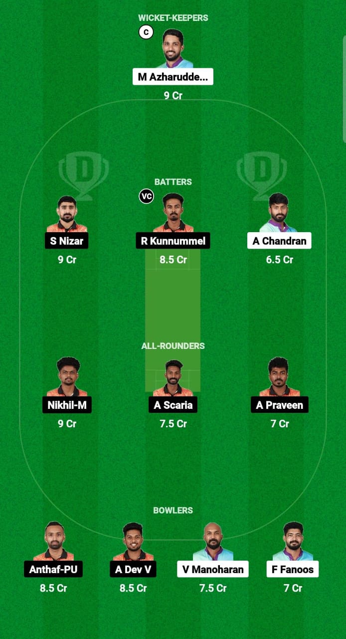 AP vs CG Dream11 Prediction Fantasy Cricket Tips Dream11 Team Kerala T20 Trophy 