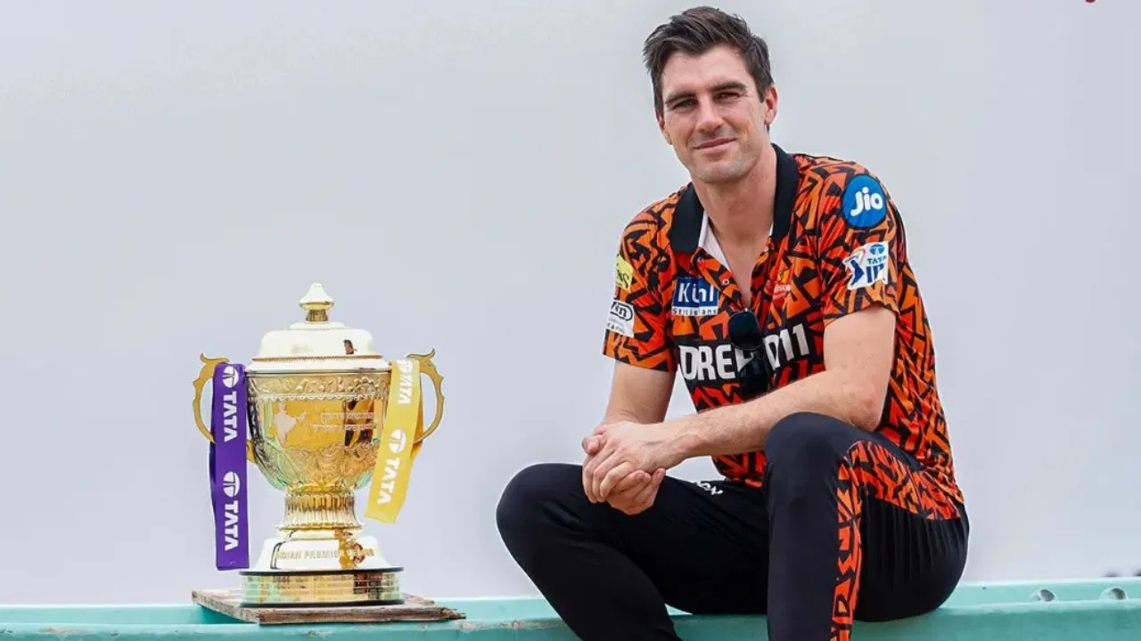 Pat Cummins with the IPL trophy