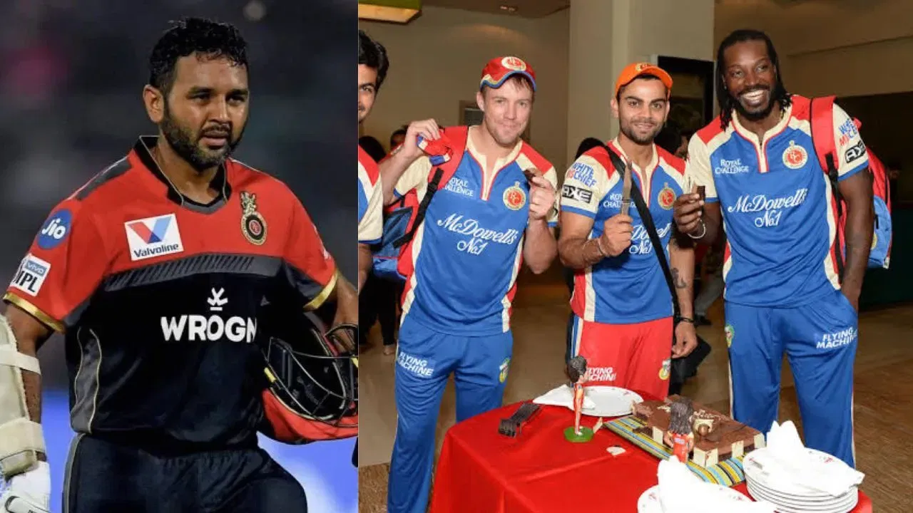 Parthiv Patel,  Virat Kohli, AB de Villiers, and Chris Gayle