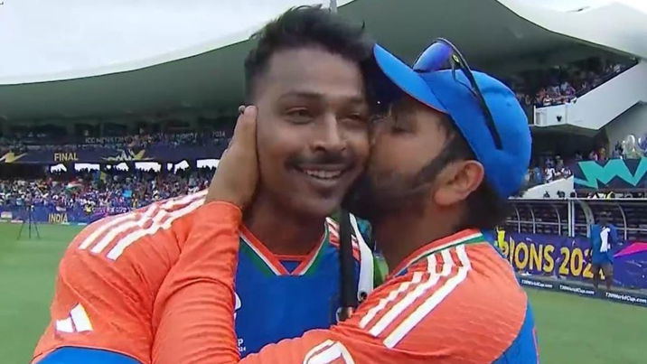 Watch: Rohit Sharma kisses Hardik Pandya after T20 World Cup triumph in ...