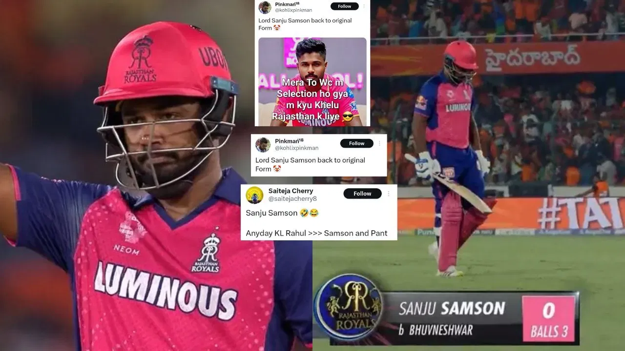 SRH vs RR: "Lord Sanju Samson back to original form" - RR skipper brutally trolled after bagging duck post-WC selection