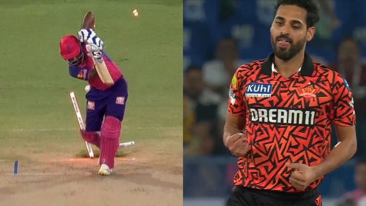 SRH vs RR: Watch - Bhuvneshwar Kumar rolls back the clock as he castles Sanju Samson with his trademark inswinging delivery