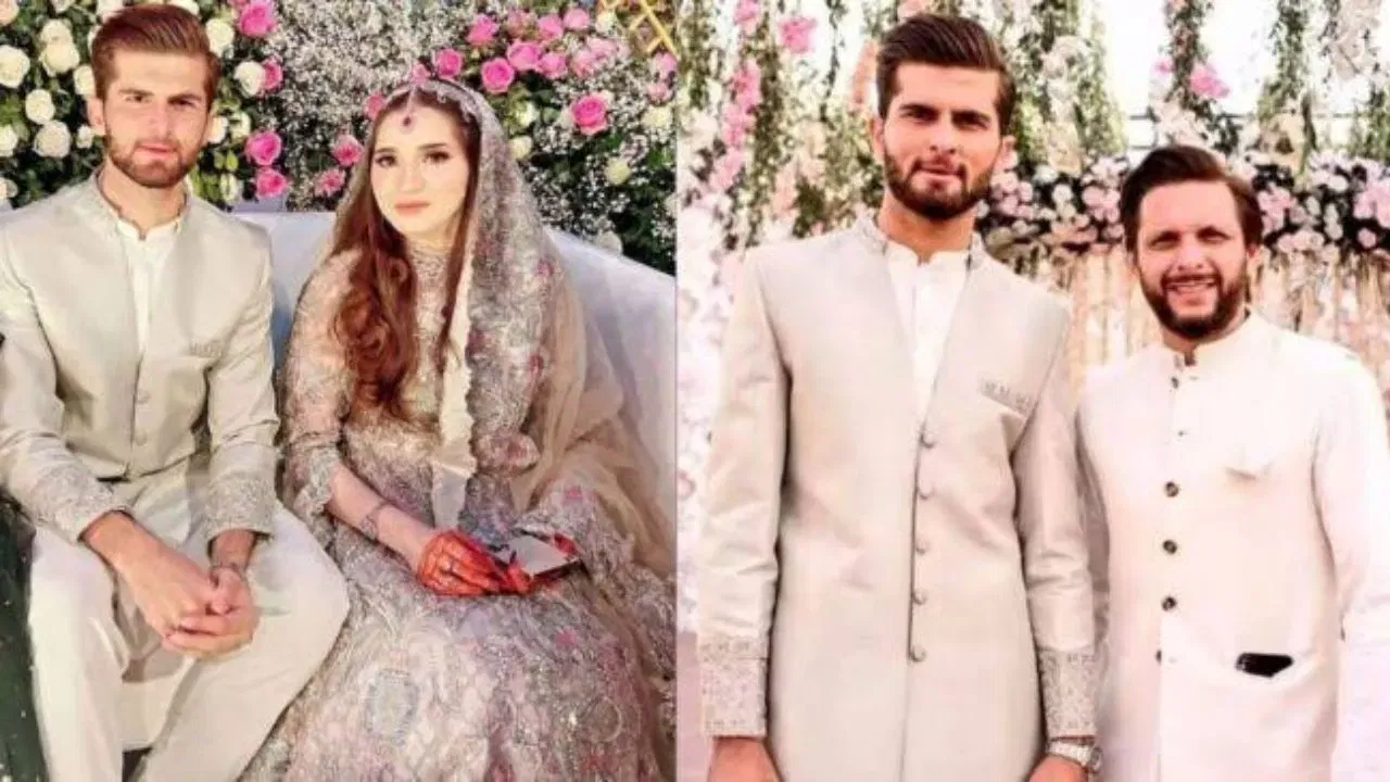 Shaheen Afridi with wife and Shahid Afridi