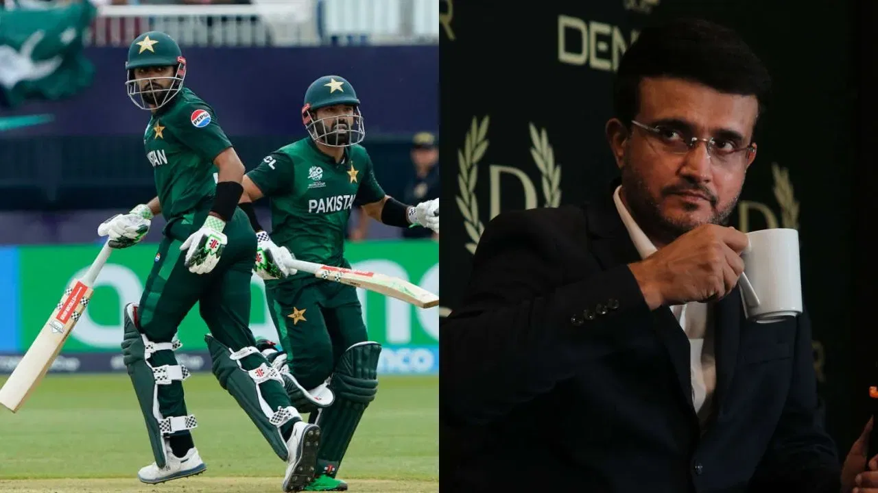 Sourav Ganguly, Babar Azam, Mohammad Rizwan (PC: X)