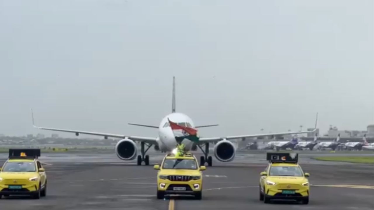 Team India flight in Mumbai